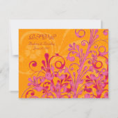 ピンクとオレンジの抽象的な花のレスポンスカード 出欠カード (裏面)