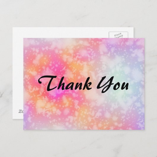 ピンクとオレンジの抽象芸術の水色ありがとう ポストカード (正面/裏面)