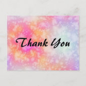 ピンクとオレンジの抽象芸術の水色ありがとう ポストカード (正面)
