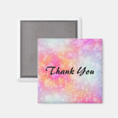 ピンクとオレンジの抽象芸術の水色ありがとう マグネット (正面/裏面)