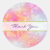 ピンクとオレンジの抽象芸術の水色ありがとう ラウンドシール (正面)