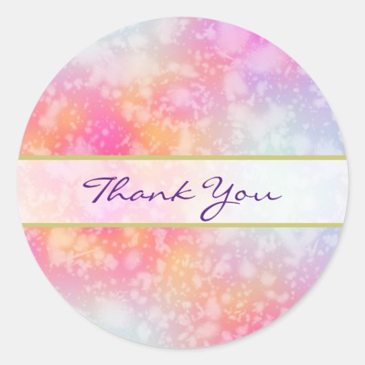 ピンクとオレンジの抽象芸術の水色ありがとう ラウンドシール (正面)