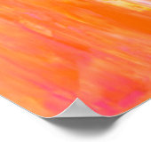 ピンクとオレンジの抽象芸術アートを複製 ポスター (角)