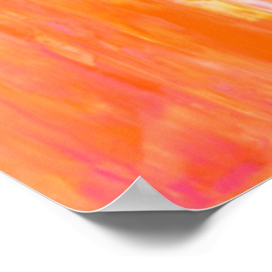 ピンクとオレンジの抽象芸術アートを複製 ポスター (角)