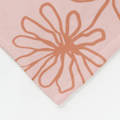 ピンクとオレンジの抽象芸術フローラ植物性インクアート フリースブランケット (角)