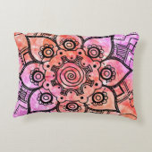 ピンクとオレンジの抽象芸術マンダラアクセント枕 アクセントクッション (裏面)