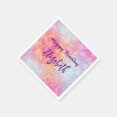 ピンクとオレンジの抽象芸術水カラー誕生日 スタンダードカクテルナプキン (角)