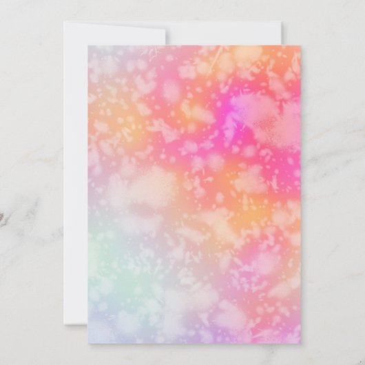 ピンクとオレンジの抽象芸術水カラー誕生日 招待状 (裏面)