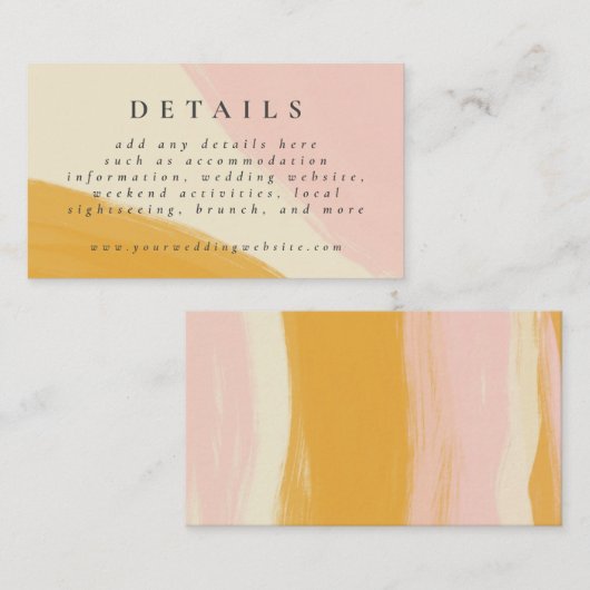 ピンクとオレンジの抽象芸術水結婚色の詳細 エンクロージャーカード (正面/裏面)