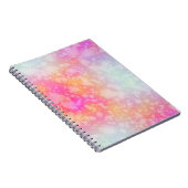 ピンクとオレンジの抽象芸術水色の背景 ノートブック (右側)