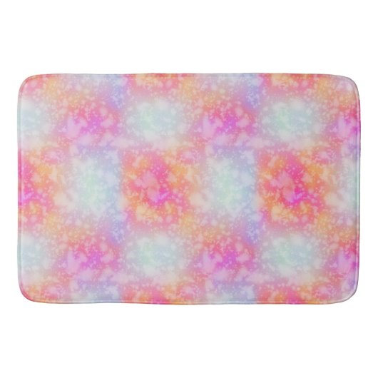 ピンクとオレンジの抽象芸術水色の背景 バスマット (正面)