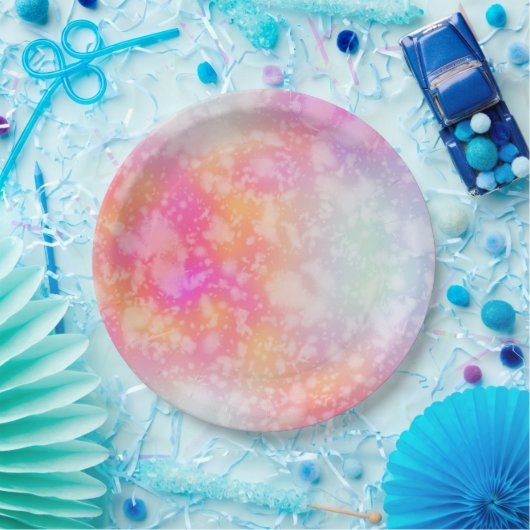 ピンクとオレンジの抽象芸術水色の背景 ペーパープレート (パーティー)