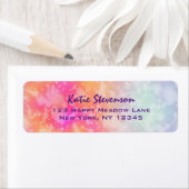 ピンクとオレンジの抽象芸術水色の背景 ラベル (インサイチュ)