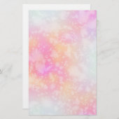 ピンクとオレンジの抽象芸術水色の背景 便箋 (正面/裏面)