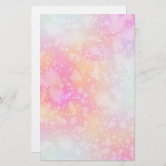 ピンクとオレンジの抽象芸術水色の背景 便箋 (正面/裏面)
