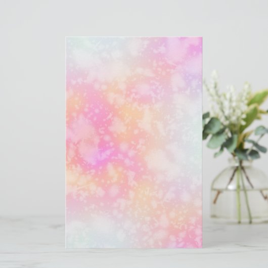 ピンクとオレンジの抽象芸術水色の背景 便箋 (スタンド正面)