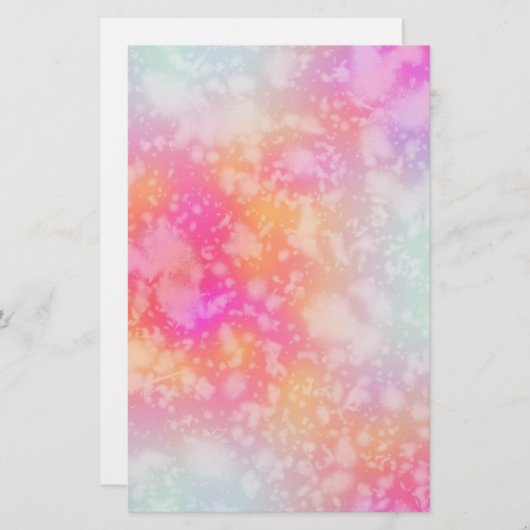 ピンクとオレンジの抽象芸術水色の背景 便箋 (正面/裏面)