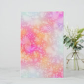 ピンクとオレンジの抽象芸術水色の背景 便箋 (スタンド正面)