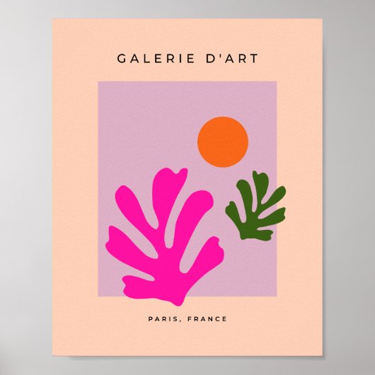 ピンクとオレンジの抽象芸術離れが切り出し ポスター (正面)