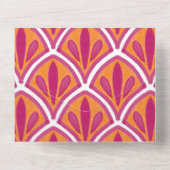 ピンクとオレンジの明カラフルるいファ結婚ン オールインワン招待状 (裏面)