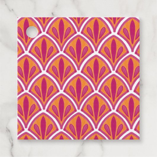 ピンクとオレンジの明カラフルるいファ結婚ン フェイバータグ (正面)