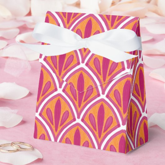 ピンクとオレンジの明カラフルるいファ結婚ン フェイバーボックス (ウェディング)