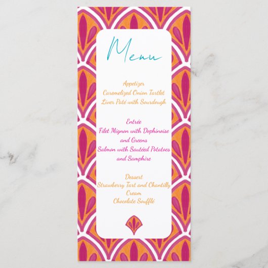 ピンクとオレンジの明カラフルるいファ結婚ン メニュー (正面)