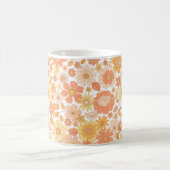ピンクとオレンジの春の花模様 コーヒーマグカップ (中央)
