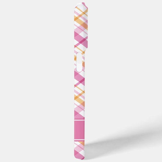 ピンクとオレンジの格子模様 Case-Mate iPhoneケース (裏面 / 右)