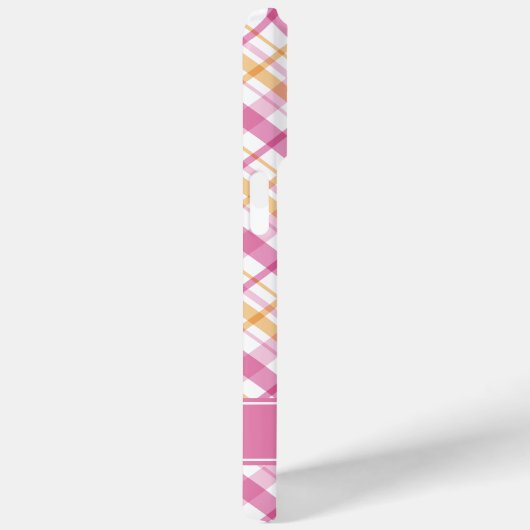 ピンクとオレンジの格子模様 Case-Mate iPhoneケース (裏面 / 右)