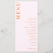 ピンクとオレンジの桃アプリコットクラッシュ結婚のメニュー メニュー (正面)