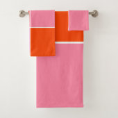 ピンクとオレンジの正方形 バスタオルセット (インサイチュ)