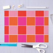 ピンクとオレンジの正方形 薄葉紙 (クラフト)