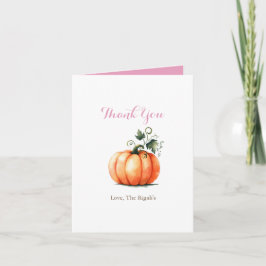 ピンクとオレンジの水の色のカボチャサンキューカード サンキューカード