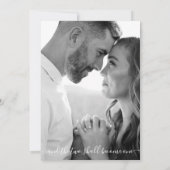 ピンクとオレンジの水の色のスクリプトフォト結婚ズ 招待状 (裏面)