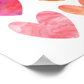 ピンクとオレンジの水の色のハートポスタープリント ポスター (角)