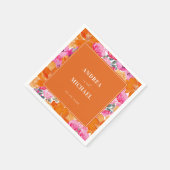 ピンクとオレンジの水の色のフローラサマー結婚ズ スタンダードカクテルナプキン (角)