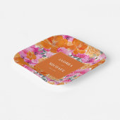 ピンクとオレンジの水の色のフローラサマー結婚ズ ペーパープレート (傾斜あり)