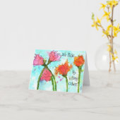 ピンクとオレンジの水の色のポピーグリーティングカード カード (黄色い花)