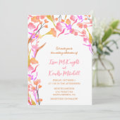 ピンクとオレンジの水の色ワイルドフラワーフローラ 招待状 (スタンド正面)