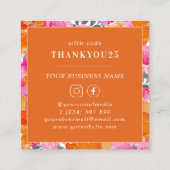 ピンクとオレンジの水カラーフローラスモールビジネス 割引カード (裏面)