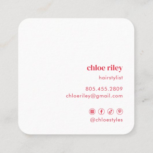 ピンクとオレンジの水彩朝日の入り スクエア名刺 (裏面)