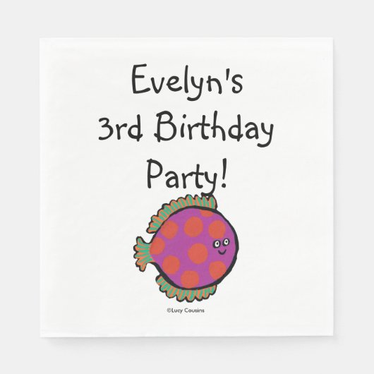 ピンクとオレンジの水玉魚 スタンダードランチョンナプキン (正面)