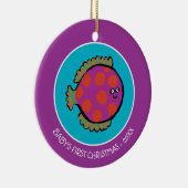 ピンクとオレンジの水玉魚 セラミックオーナメント (右)