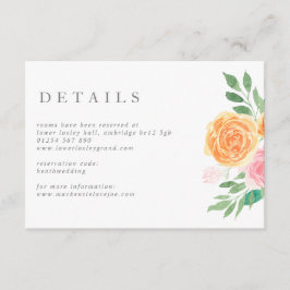 ピンクとオレンジの水色のバラ結婚ズ エンクロージャーカード