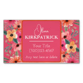 ピンクとオレンジの水色のフローラを折り畳み マグネット名刺 (正面)