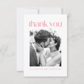 ピンクとオレンジの水色のフローラ結婚の写真 サンキューカード (正面)