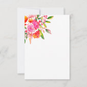 ピンクとオレンジの水色のフローラ結婚の写真 サンキューカード (裏面)