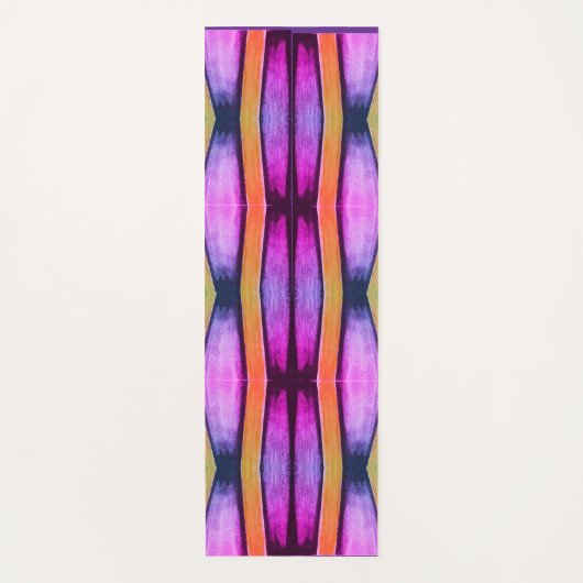 ピンクとオレンジの波のパターン ヨガマット (正面)