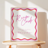 ピンクとオレンジの波形縁どレシピカード 台座サイン